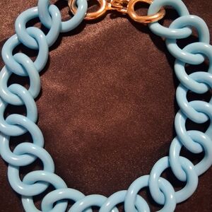 Kenneth Jay Lane Light Blue and Gold Resin Necklace. 19 In Long.